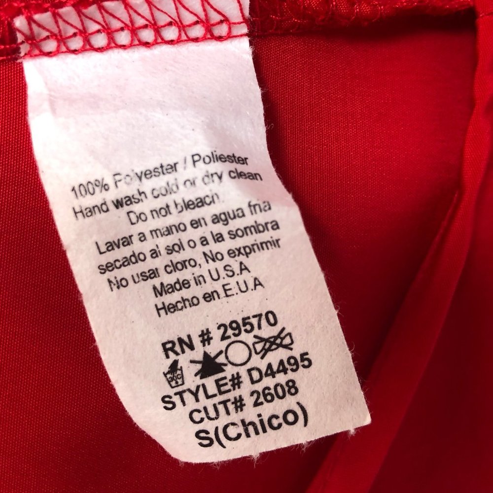 EVERLY RED LONG SLEEVE FAUX WRAP HI LOW DRESS - Picture 5 of 5